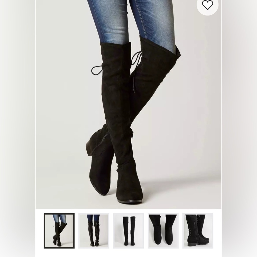 Buckle Over The Knee Boots Size 7 New Velvet Black Tall